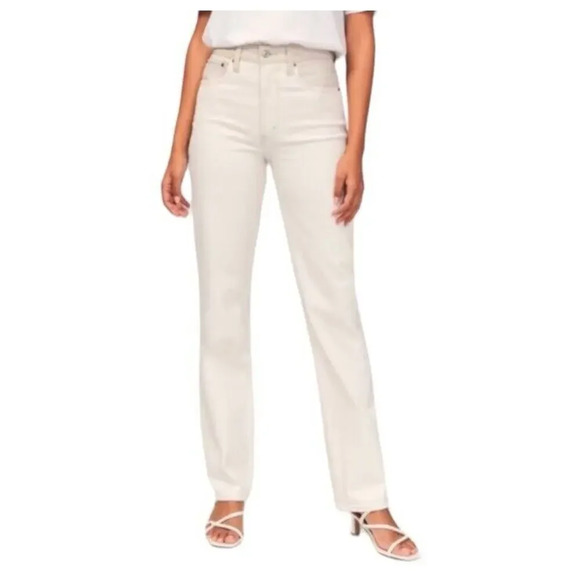 Abercrombie & Fitch Women's Cream Straight Leg Jeans - Picture 1 of 10